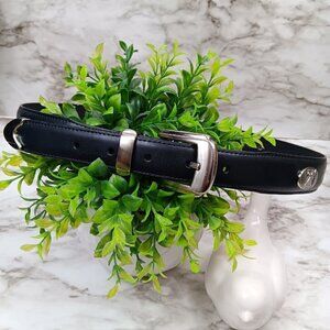 SNAKE EYES Men's Black Leather Golf Metal Concho Belt Size 36